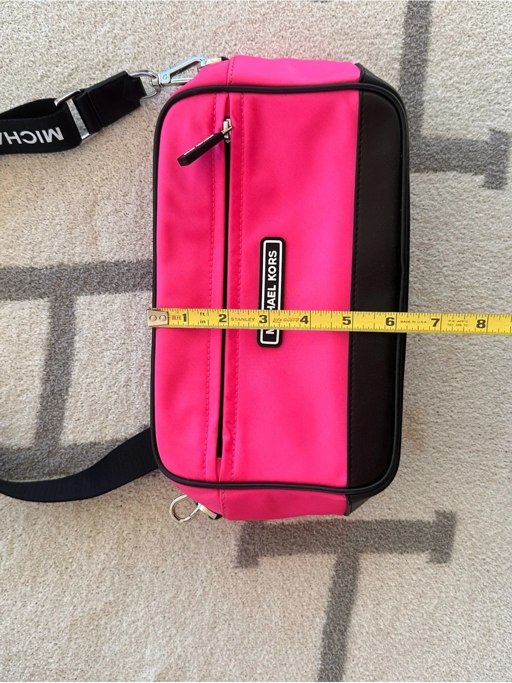 Michael Kors Hot Pink and Black Crossbody Camera Bag